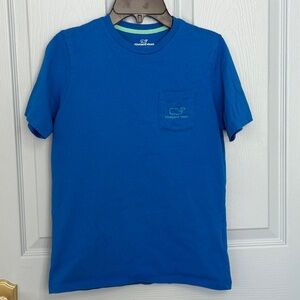 Vineyard Vines Boys Bright Blue Green Vintage Whale Pocket Tee T-Shirt M 12-14